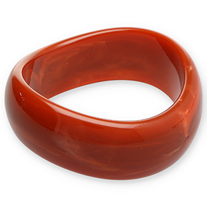 Bracciali bangle in resina rosso ruggine-bianco