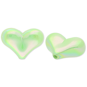 Perline in acrilico cuore verde-rivestimento AB