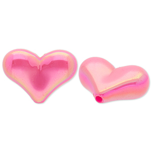 Perline in acrilico cuore rosa scuro-rivestimento AB