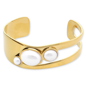 Bracciali in acciaio inossidabile bangle con imitazione di perle oro-bianco