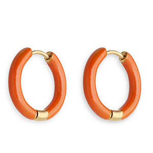Orecchini in acciaio inossidabile a cerchio smalto 17mm arancione marrone-oro