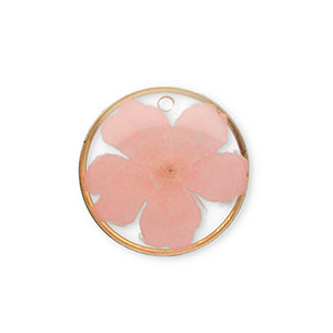 Ciondoli con fiore secchi oro-rosa chiaro