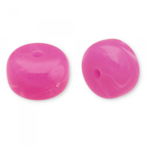 Perline in acrilico disco rosa scuro-bianco