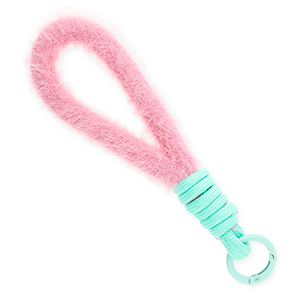 Cordini per cellulare trendy peluche rosa pastello-turchese