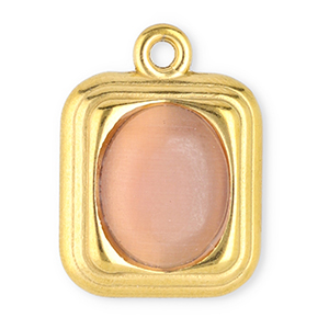 Ciondoli in acciaio inossidabile rettangolo con pietra naturale Occhio di gatto oro-rosa vintage