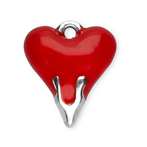 Ciondoli in acciaio inossidabile cuore argento-rosso