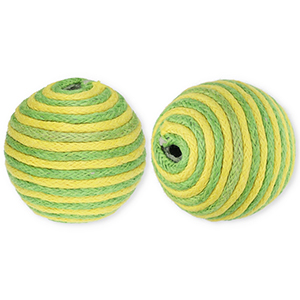 Perline in acrilico 22 mm con cordoncino cerato verde-giallo