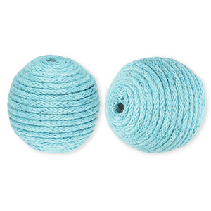 Perline in acrilico 22 mm con cordoncino cerato blu chiaro