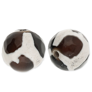 Perline di pietra naturale Calcedonio 8mm nero-marrone-bianco