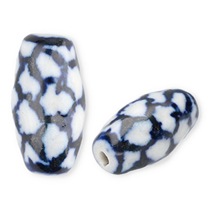 Perline di ceramica  chicco di riso biancastro-blu Delft