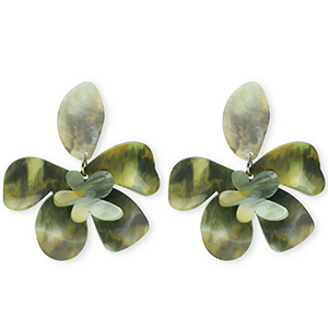 Orecchini resina alla moda fiore verde multicolore