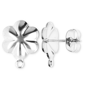Componenti in acciaio inossidabile orecchini fiore con anellino argento