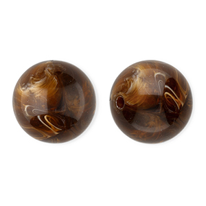 Perline in acrilico 16 mm tonda marrone-marmo