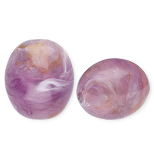 Perline in acrilico ovale viola-marrone-marmo