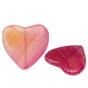 Perline in pietra naturale Quarzo cuore venature trasparente rosa fucsia