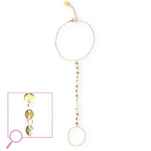 Bracciale baciamano in acciaio inossidabile piccole monete oro
