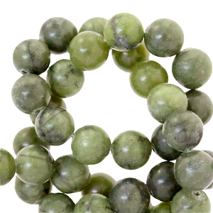 Perline in pietra naturale Serpentino 4mm verde olivastro