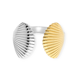 Anelli in acciaio inossidabile conchiglia argento-oro