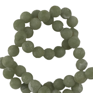 Perline in pietra naturale Serpentino 6mm opaca verde oliva