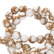Perline in pietra naturale 6 mm bianco-marrone rame
