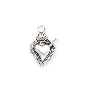 Ciondoli di metallo DQ&reg; cuore argento antico (privo di nichel)