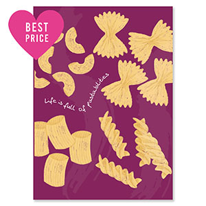 BY31&reg; Espositori bigiotteria in cartoncino "Life is full of pasta-bilities" viola magenta-giallo