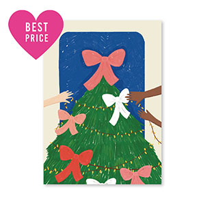 Espositori bigiotteria in cartoncino albero di Natale verde-blu-rosa