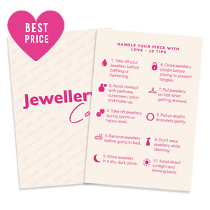 BY31&reg; Espositori bigiotteria in cartoncino "Jewellery care" Inglese biancastro-rosa