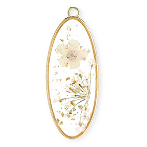 Ciondoli con fiore secchi ovali allungate oro-biancastro