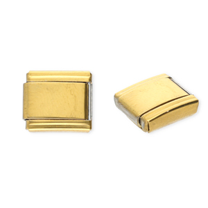 Link-tessera per bracciale italiano con ciondoli in acciaio inossidabile oro
