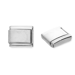 Link-tessera per bracciale italiano con ciondoli in acciaio inossidabile argento