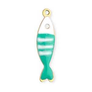 Ciondoli in acciaio inossidabile pesce oro-turchese menta-bianco