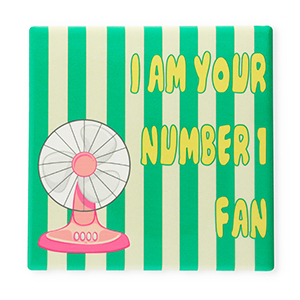 BY31&reg; Piastrella decorativa con scritta "I am your number 1 fan" verde-rosa-bianco-giallo