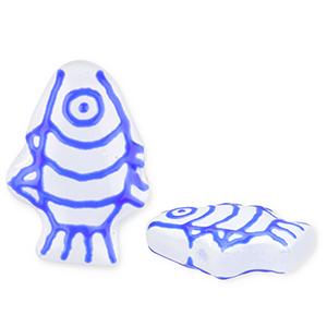 Perline di vetro a mano pesce bianco-blu scuro
