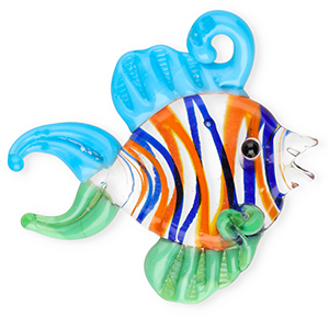Pendenti di vetro dipinte a mano pesce trasparente-blu-verde-arancione