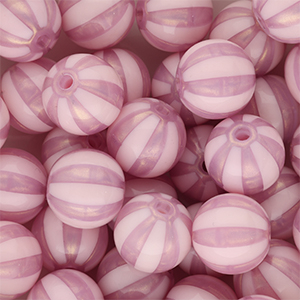 DQ&reg; Perline in acrilico 12 mm con strisce rosa vintage