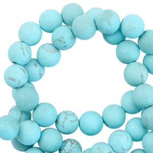 Perline in pietra naturale 8mm opaca blu turchese