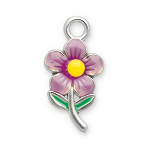 Ciondoli in acciaio inossidabile fiore argento-rosa chiaro-giallo
