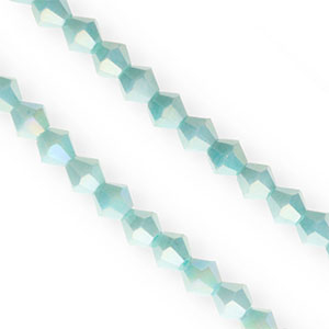 Perline sfaccettate bicone 6mm verde acqua-rivestimento AB