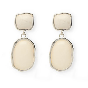 Orecchini alla moda con perno in acciaio inossidabile argento-beige