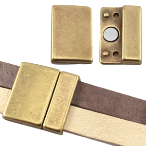 Chiusura magnetica di metallo DQ grande (per pelle piatta DQ 10/20 mm) bronzo antico (privo di nichel)