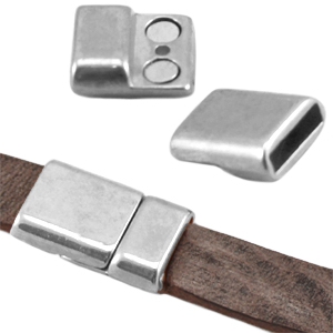 Chiusura magnetica di metallo DQ (per pelle piatta DQ 10mm) argento antico (privo di nichel)