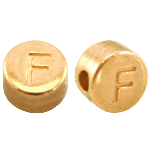 Perline alfabeto di metallo DQ con disegno lettera F oro (privo di nichel)