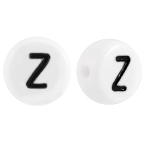 Perline alfabeto in acrilico con disegno lettera Z bianco