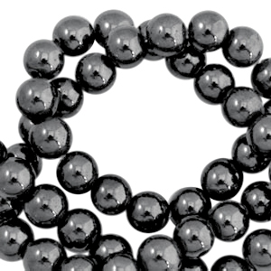 Perline di ematite 4 mm tonda grigio antracite
