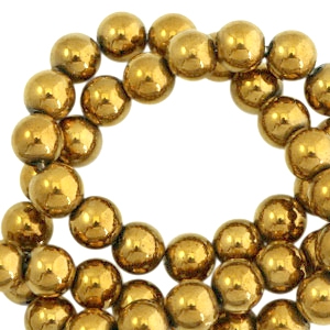 Perline di ematite 8 mm tonda oro