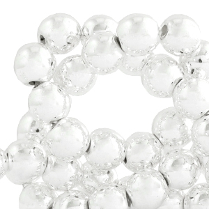 Perline di ematite metallizzate 8 mm tonde argento