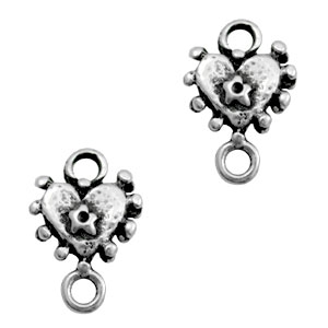 Ciondoli di metallo TQ distanziatore a forma di cuore argento antico