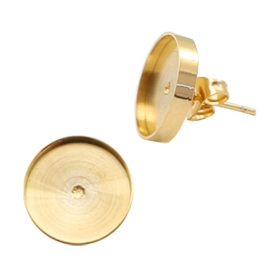 Polaris Steel in acciaio inossidabile orecchini con castone per cabochon 12 mm oro